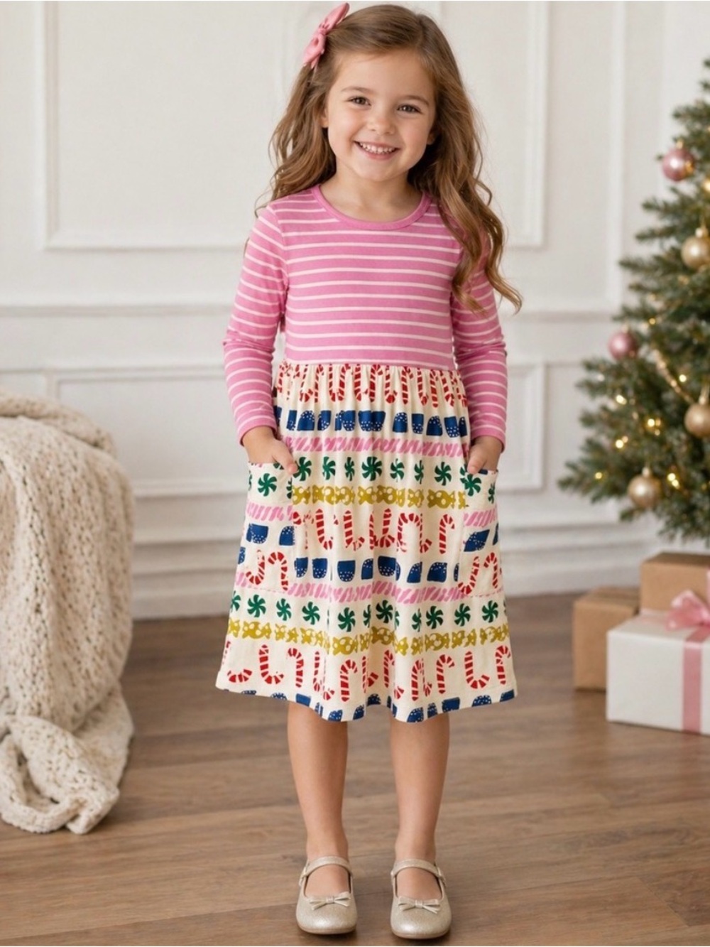 Hanna Andersson Holiday Mixie Dress, Size 4 (100)